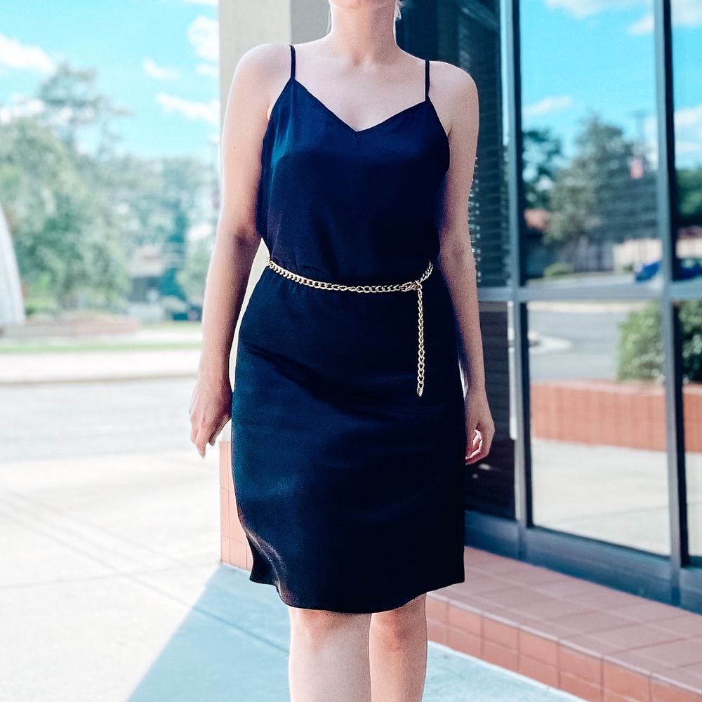 Black satin dress